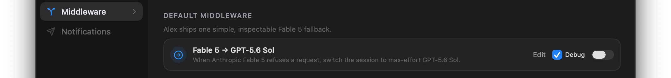 Alex middleware configuration